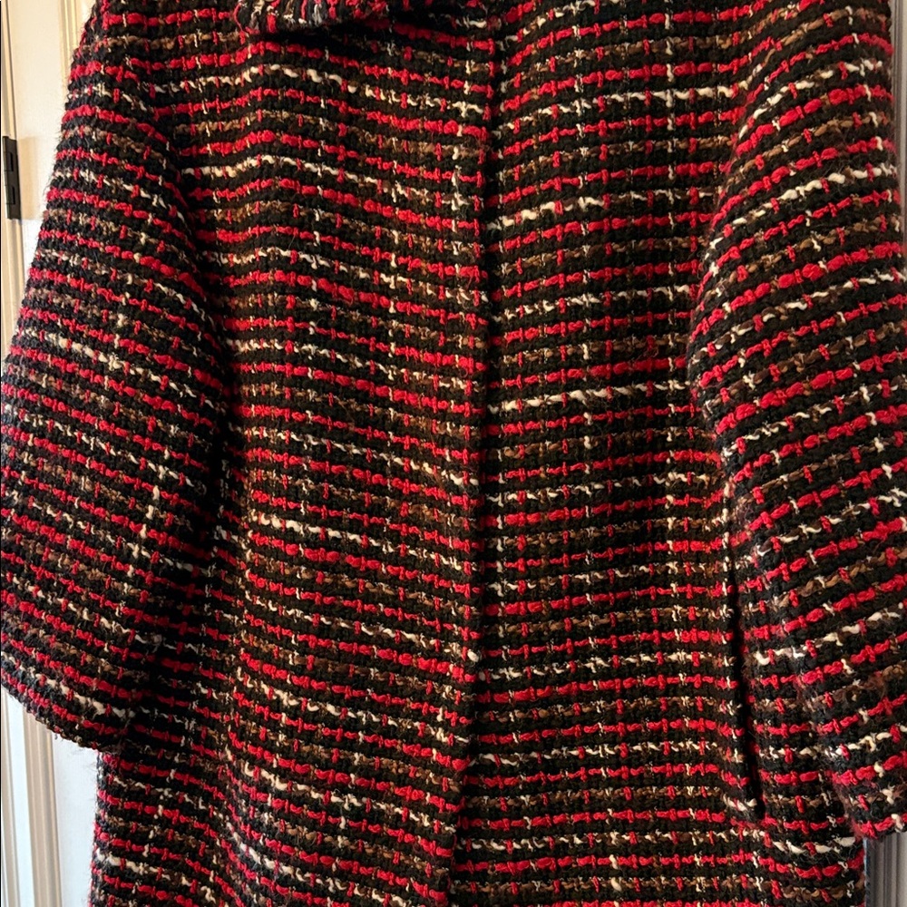 Massimo Dutti Red and Black Tweed Peacoat